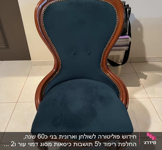כיסא מרופד עם מסגרת עץ וכפתורים